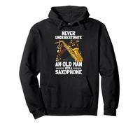 Old Man with a Saxophone Player Pullover Hoodie