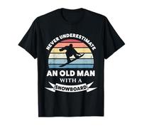 Old Man with a Snowboard Funny Gift Dad T-Shirt