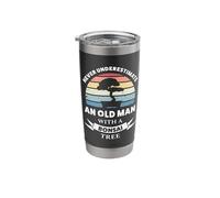Old Man with Bonsai Tree Funny Gift Dad Stainless Steel Insulated Tumbler