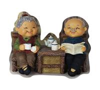 Old Married Couple Miniature Figurine, Read Newspaper | Grandparents Figurine for Tabletop Decoration Weddings Anniversaries Gift, Grandma Grandpa Statue for Wedding