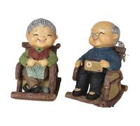Old Married Couple Miniature Figurine, Rocking Chair | Grandparents Figurine for Tabletop Decoration Weddings Anniversaries Gift, Grandma Grandpa Statue for Wedding
