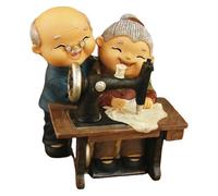 Old Married Couple Miniature Figurine, Sewing Machine | Grandparents Figurine for Tabletop Decoration Weddings Anniversaries Gift, Grandma Grandpa Statue for Wedding