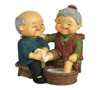 Old Married Couple Miniature Figurine, Wash Feet | Grandparents Figurine for Tabletop Decoration Weddings Anniversaries Gift, Grandma Grandpa Statue for Wedding