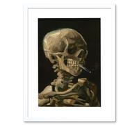 Old Master Painting Van Gogh 1886 Head of a Skeleton with a Burning Cigarette Gothic Skull Print Framed Wall Art Print Picture 12X16 inch Artery8 White One Size