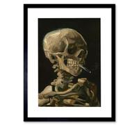 Old Master Painting Van Gogh 1886 Head of a Skeleton with a Burning Cigarette Gothic Skull Print Framed Wall Art Print Picture 12X16 inch Artery8 Black One Size