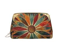 Old Medallion Pattern Printed Small Makeup Bag Portable Leather Make up Bag Travel Zipper Cosmetic Bags Organizer for Women