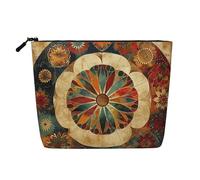 Old Medallion Pattern Printed Travel Makeup Bag Imitation Linen Cosmetic Bags Waterproof Cosmetic Case Organizer for Women
