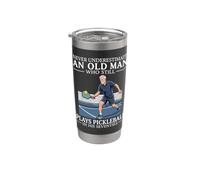 Old Men Playing Pickleball in His Seventies Stainless Steel Insulated Tumbler