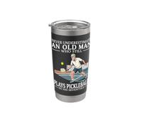 Old Men Playing Pickleball in His Seventies Stainless Steel Insulated Tumbler