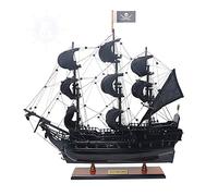 Old Modern Handicrafts Black Pearl Pirate Ship - Museum Quality Ship Model Made from Rosewood, Mahogany & Teak - 20L x 6.5W x 19H Inches