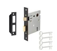 Old Mortise Lock Replacement Parts, Vintage Style Indoor Mortise Lock Assembly Kit with Antique Skeleton Keys and Reversible Latch Bolt, Mortise Lock Set Interior Door Oil Rubbed Bronze Plated Finish