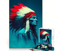 Old Native American Chief Portrait Jigsaw Puzzle 1000 Piece for Adults Brain Challenge Toy Leisure Time Clear Cut Amazing Present (50x75cm)