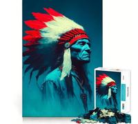 Old Native American Chief Portrait Jigsaw Puzzle 1000 Piece for Adults Brain Challenge Toy Leisure Time Clear Cut Amazing Present (50x75cm)