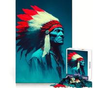 Old Native American Chief Portrait Jigsaw Puzzle 1000 Piece for Teenagers Mind Skill Toy Peaceful Fun Design Assembly Unique Gift (38x52cm)