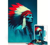 Old Native American Chief Portrait Jigsaw Puzzle 1000 Piece for Teenagers Mind Skill Toy Peaceful Fun Design Assembly Unique Gift (38x52cm)