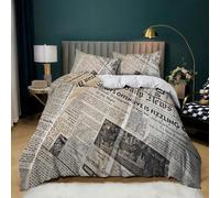 Old Newspaper Super King Size Duvet Cover Sets 3D Printed Microfiber Vintage Bedding Set Ultra-Soft Quilt Cover 260 x 220 cm with Zipper Closure and 2 Pillowcases 50x75 cm a_773