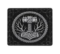 Old Norse Mythology Viking Hammer Rune Mouse Mat With Stitched Edges Mousepad Comfortable Mouse Pad For Studying Office Laptop 25X30Cm