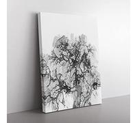 Old Oak Tree In Abstract Modern Canvas Wall Art Print Ready to Hang, Framed Picture for Living Room Bedroom Home Office Décor, 60x40 cm (24x16 Inch)