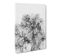 Old Oak Tree In Abstract Modern Canvas Wall Art Print Ready to Hang, Framed Picture for Living Room Bedroom Home Office Décor, 20x14 Inch (50x35 cm)