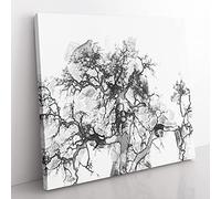 Old Oak Tree in Abstract Modern Canvas Wall Art Print Ready to Hang, Framed Picture for Living Room Bedroom Home Office Décor, 50x50 cm (20x20 Inch)