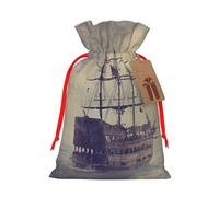 Old Pirate Ship in The Sea Gift Bag with Handles and tag, Perfect for Christmas, Birthday, Wedding or Daily Gift - (S)