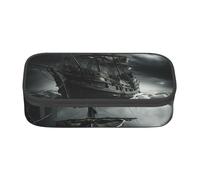 Old Pirate Ship in The Sea Print Fashionable Functional Pencil Case Convenient Daily Use Storage Makeup Toiletries