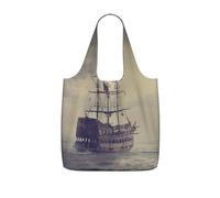 Old Pirate Ship In The Sea Print Storage Bag With A Drawstring Backpack