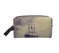 Old Pirate Ship in The Sea Print Travel Bag Toiletry Makeup Organizer for Women and Men, Large Capacity for Cosmetic, Accessories, Toiletries, Shampoo, and Essentials