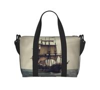 Old Pirate Ship in The Sea Printed Travel Duffel Bag for Women Men - Weekend Overnight Bags with Adjustable Shoulder Strap and Handle