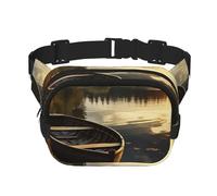 Old Plaid Checkered Fanny Pack for Women Men Fashion Waist Pack Adjustable Belt Bag for Workout Running Travelling Casual Waist Bag, Boat At Lake Shore, One Size