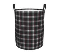 Old Plaid Checkered Printing Hamper Circular Style Handles For Easy Move Personalized Dirty Clothes Hamper Simple Storage