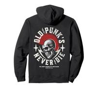 Old Punk's Never Die Punk Rock Skull Mohawk Punks Not Dead Pullover Hoodie