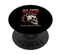 Old Punks Never Die Skull Punk Rock Music Heavy Metal Retro PopSockets Adhesive PopGrip