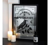 Old Raven Gothic Apothecary Mirrored Wall Art. Gothic Witchcraft Wall Art Decor.