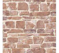 OLD RED BROWN STONE BRICK WALL EFFECT FEATURE DESIGN WALLPAPER 265613 RASCH