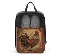 Old Rooster Illustration Shoe Bags Foldable Breathable Portable Shoe Puches Organizer Stylish Expandable Packing Travel Shoes Bags for Sneakers Gym Luggage Closet