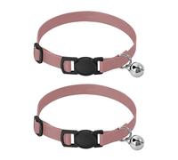 Old Rose Small Dog Collar with Bell 2 Pack Dog Collar Adjustable Length 10.6" to 17.1"