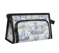 Old Sailboat Monster Maps Travel Toiletry Bag for Women Men Girls Boys Sailboat Multifunctional Makeup Pouch Bag Wash Toiletries Cosmetic Organizer Shower Bag