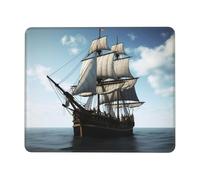 Old Sailing Ship Mouse Pad with Stitched Edge, Personalized Premium-Textured Computer Mouse Mat with Non-Slip Rubber Base, Waterproof Gaming Mousepad for Laptop, Office Home 7 x 8.6 in