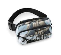 Old Sailing Ship Printed Fanny Pack Fanny Packs for Women Men,Crossbody Bag Large Chest Bag with Adjustable Strap for Outdoors Workout Traveling Casual Running, Old Sailing Ship, 20x13cm
