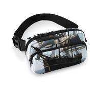 Old Sailing Ship Waist Bag Large Capacity Fanny Pack Adjustable Belt Crossbody Bags Portable Waist Packs For Outdoors Traveling Casual Running