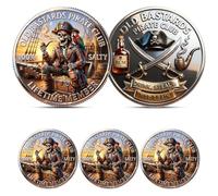 Old Salt Pirate Club, Old Bastards Pirate Club Challenge Coin, Funny Skeleton Old Salt Commemorative Coin, Drink Steal Nap Repeat Gift for Pirate lovers adventurers (3PCS)
