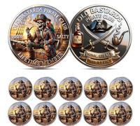 Old Salt Pirate Club, Old Bastards Pirate Club Challenge Coin, Funny Skeleton Old Salt Commemorative Coin, Drink Steal Nap Repeat Gift for Pirate lovers adventurers (10PCS)