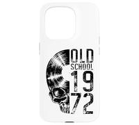 Old School 1972 Vintage Vinyl Record Lover Gothic Skull LP Case for iPhone 15 Pro