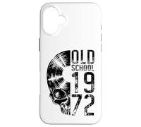 Old School 1972 Vintage Vinyl Record Lover Gothic Skull LP Case for iPhone 16 Plus
