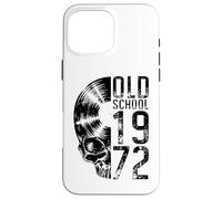Old School 1972 Vintage Vinyl Record Lover Gothic Skull LP Case for iPhone 16 Pro Max
