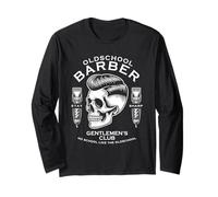 Old School Barber Skull Vintage Style Classic Graphic Long Sleeve T-Shirt