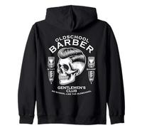 Old School Barber Skull Vintage Style Classic Graphic Zip Hoodie