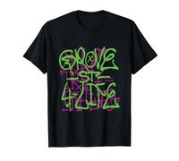 Old School Colorful Graffiti Style, Grove Street Graphic T-Shirt, Men, Black, Large