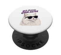Old School Cool Retro Sister Cat Lover Gift PopSockets Adhesive PopGrip